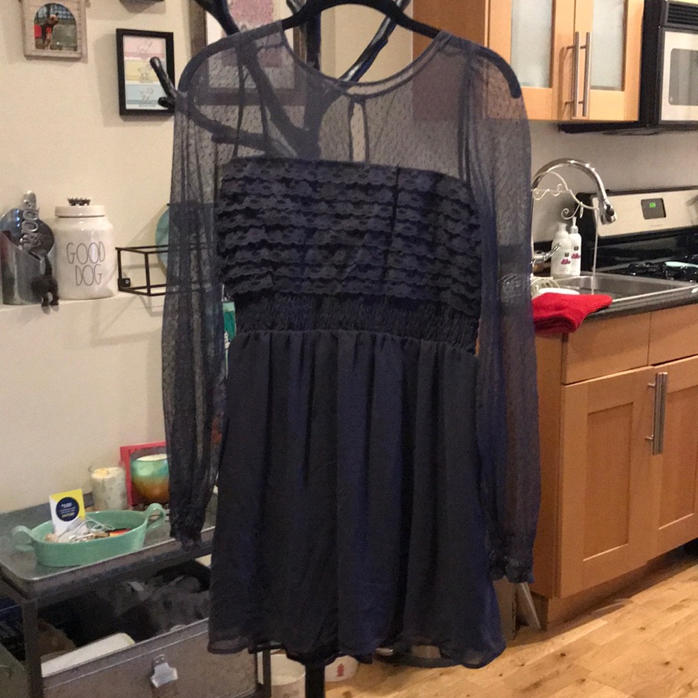 Free People Mesh Long Sleeve Dress